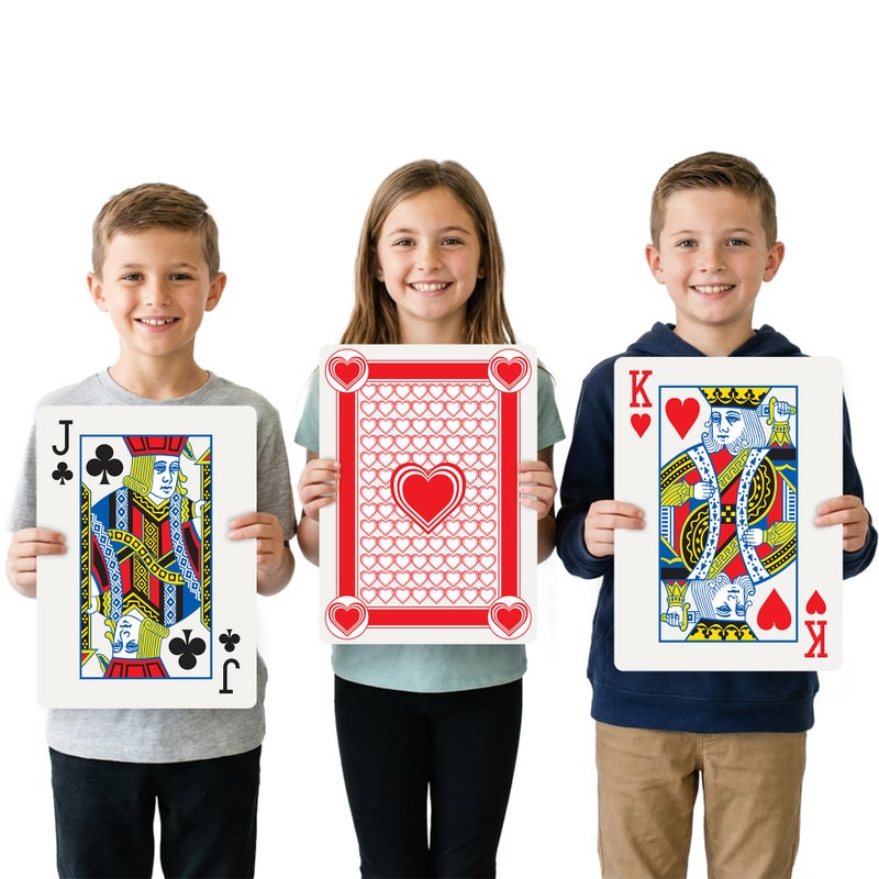 Gamie Giant Poker Jumbo Playing Cards - 10.5 Inches X 14.5 Inches - Extra Large Playing Cards Set with 2 Jokers - Huge Casino Game Cards for Kids and Adults - Oversize Poker Party Decorations - 1 Pack - Image 1